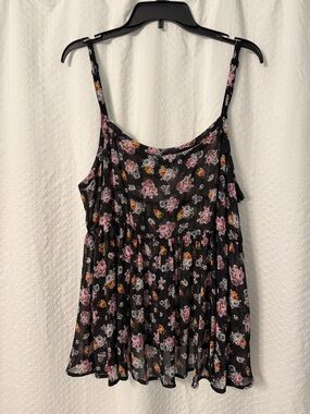 torrid Black Floral Spaghetti Strap Swing Camisole